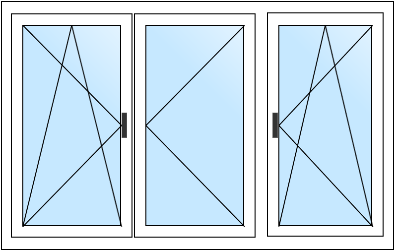 Dreiflügeliges Fenster mit Stulp