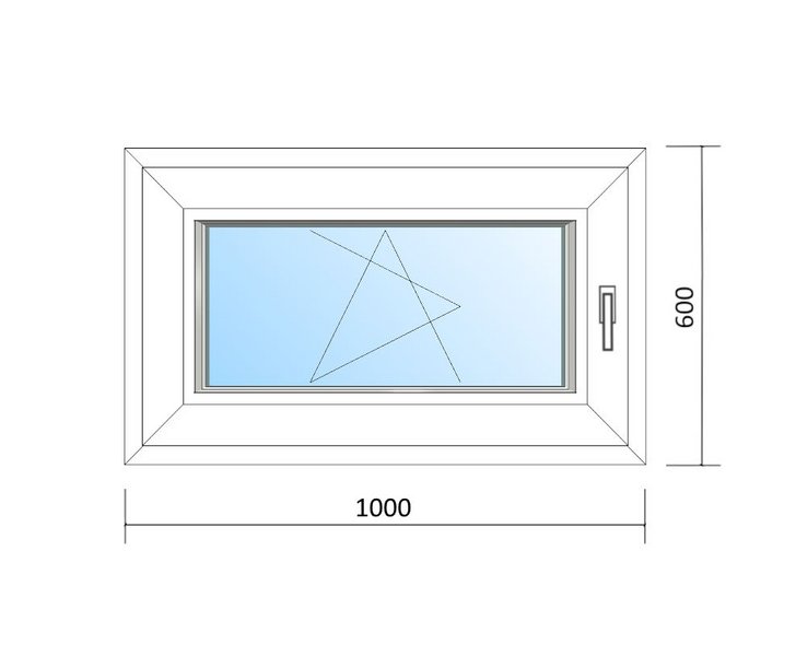 Schaubild Fenster Dreh-Kipp-Links mit Maßangabe 100x60 cm