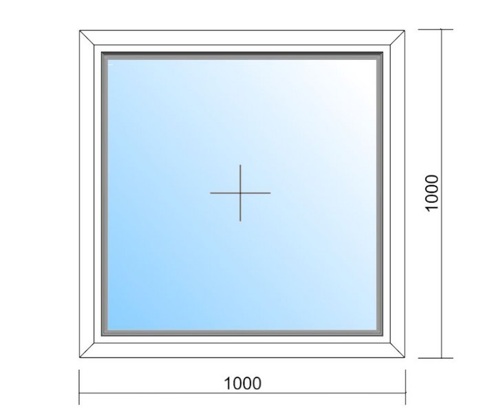 Schaubild Fenster festverglast mit Maßangabe 100x100 cm