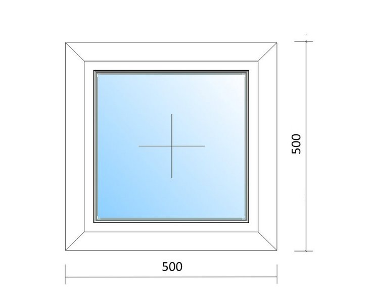Schaubild Fenster festverglast mit Maßangabe 50x50 cm