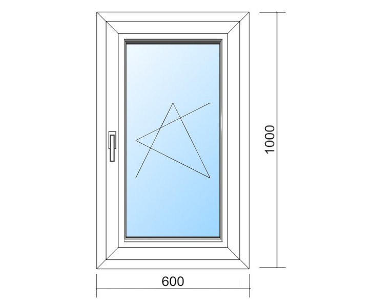 Schaubild Fenster Dreh-Kipp-Rechts mit Maßangabe 60x100 cm