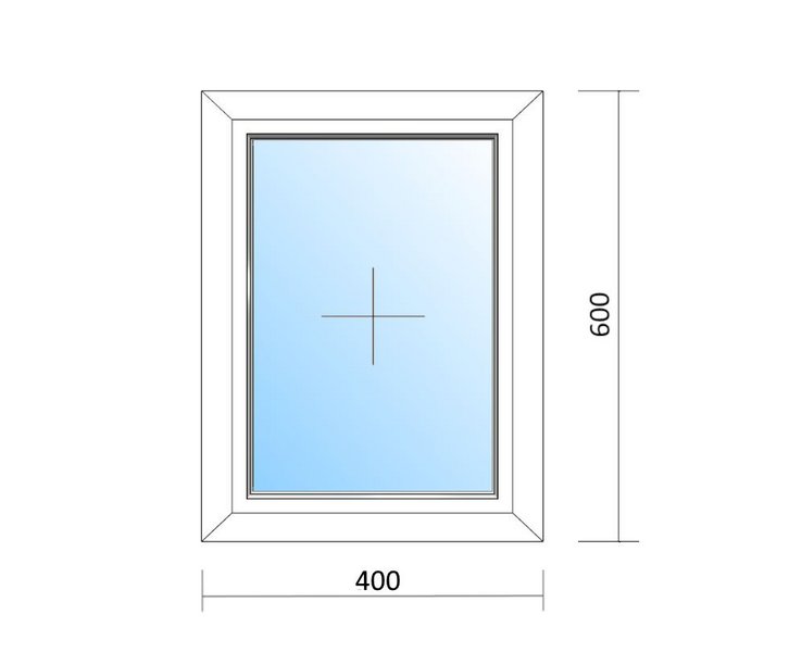 Schaubild Fenster festverglast mit Maßangabe 40x60 cm