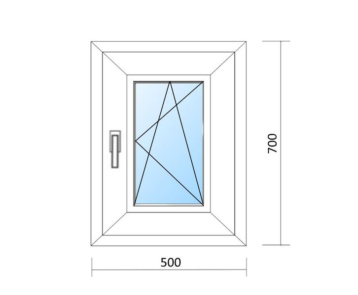 Schaubild Fenster Dreh-Kipp-Rechts mit Maßangabe 50x70 cm