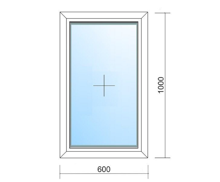 Schaubild Fenster festverglast mit Maßangabe 60x100 cm