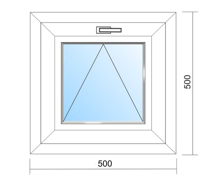 Schaubild Fenster Kipp mit Maßangabe 50x50 cm