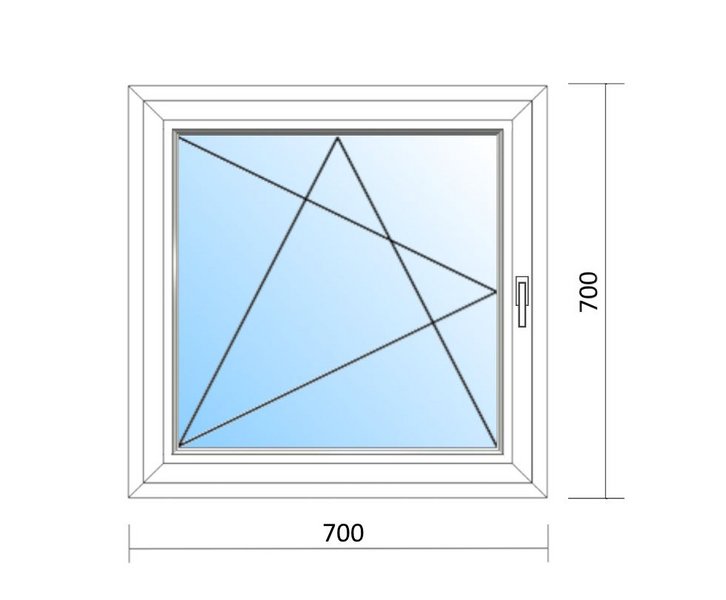 Schaubild Fenster Dreh-Kipp-Links mit Maßangabe 70x70 cm