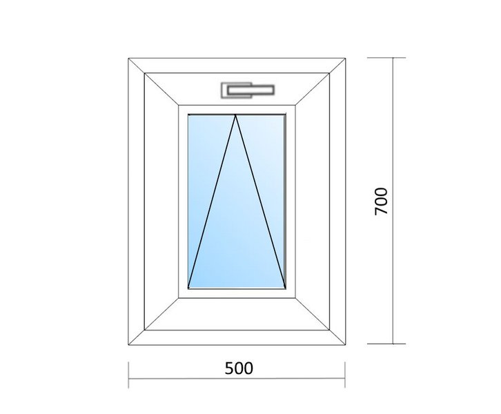 Schaubild Fenster Kipp mit Maßangabe 50x70 cm