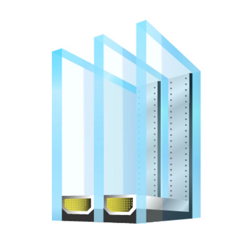 Skizze eines Fensters mit Dreifachglas