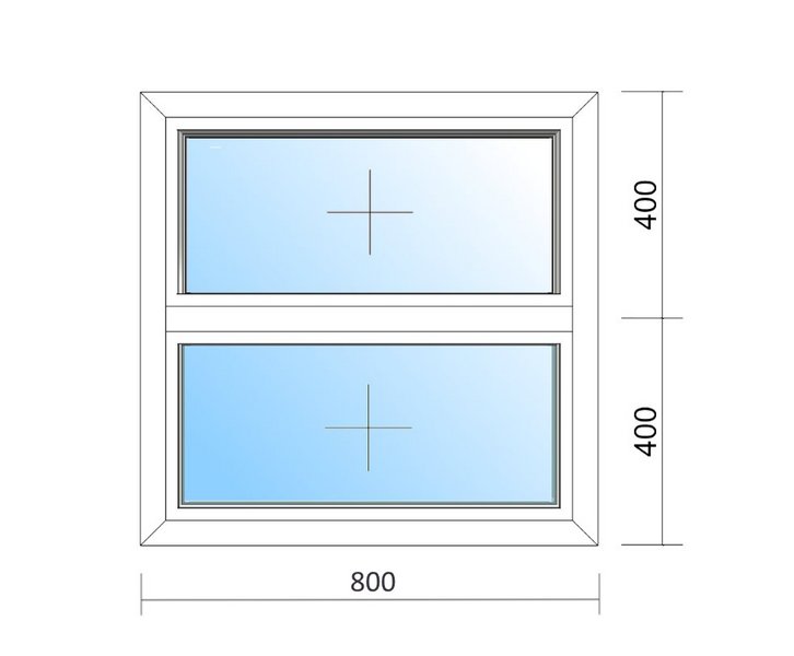 Schaubild Fenster mit Riegel und den Maßen 80x80 cm
