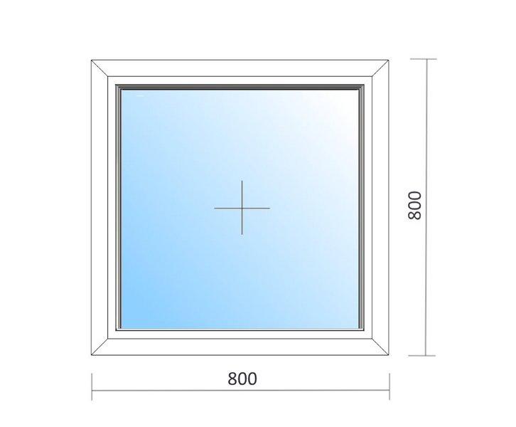 Schaubild Fenster festverglast mit Maßangabe 80x80 cm