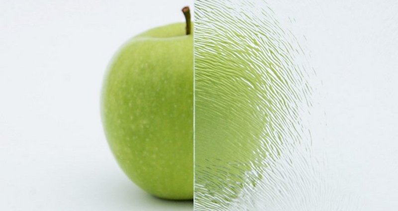 Apfel Hinter Klarglas und Ornamentglas Chichilla