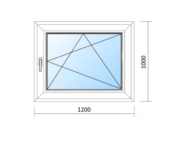 Schaubild Fenster Dreh-Kipp-Rechts mit Maßangabe 120x100 cm