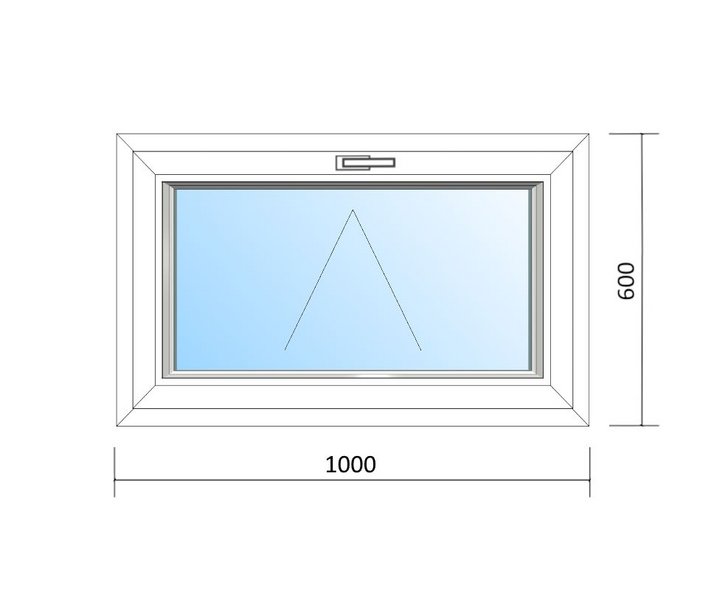 Schaubild Fenster mit Kippbeschlag und Maßangabe 100x60 cm