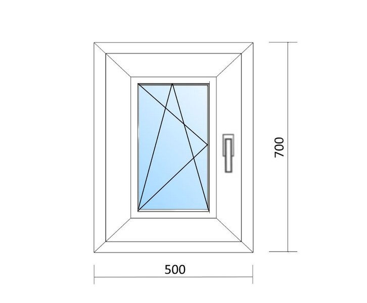 Schaubild Fenster Dreh-Kipp-Links mit Maßangabe 50x70 cm