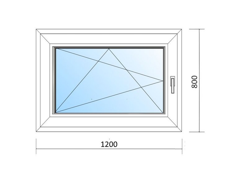 Schaubild Fenster Dreh-Kipp-Links mit Maßangabe 120x80 cm