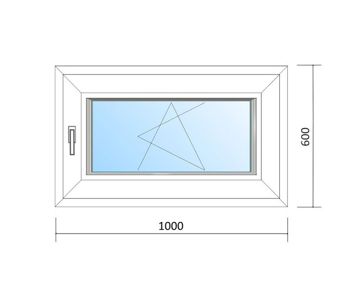 Schaubild Fenster Dreh-Kipp-Rechts mit Maßangabe 100x60 cm