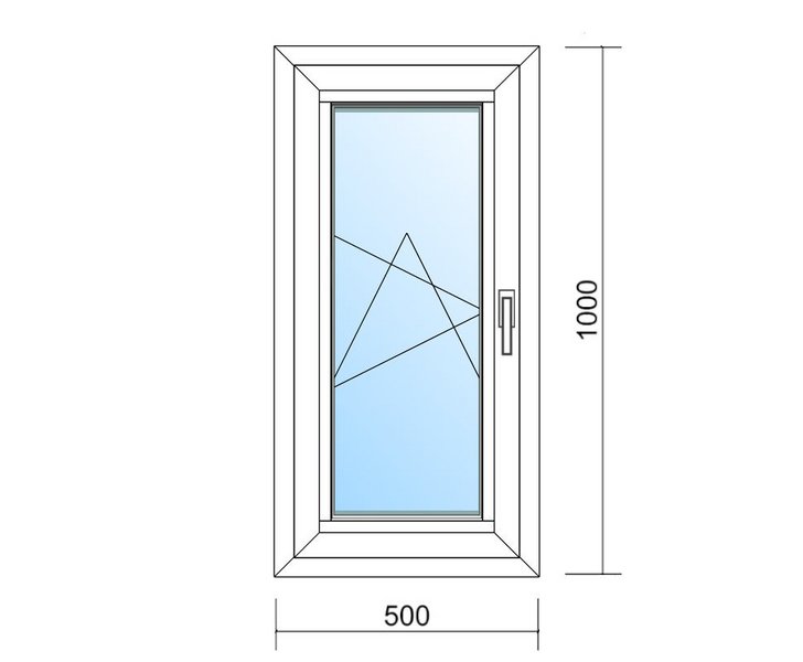Schaubild Fenster Dreh-Kipp-Links mit Maßangabe 50x100cm