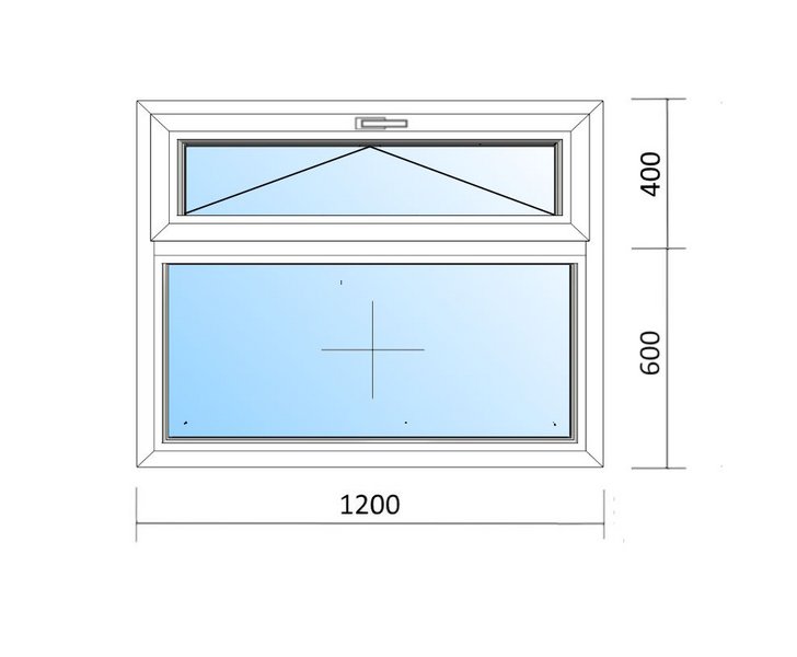 Schaubild Fenster mit Oberlicht Kipp und den Maßen 120x100 cm