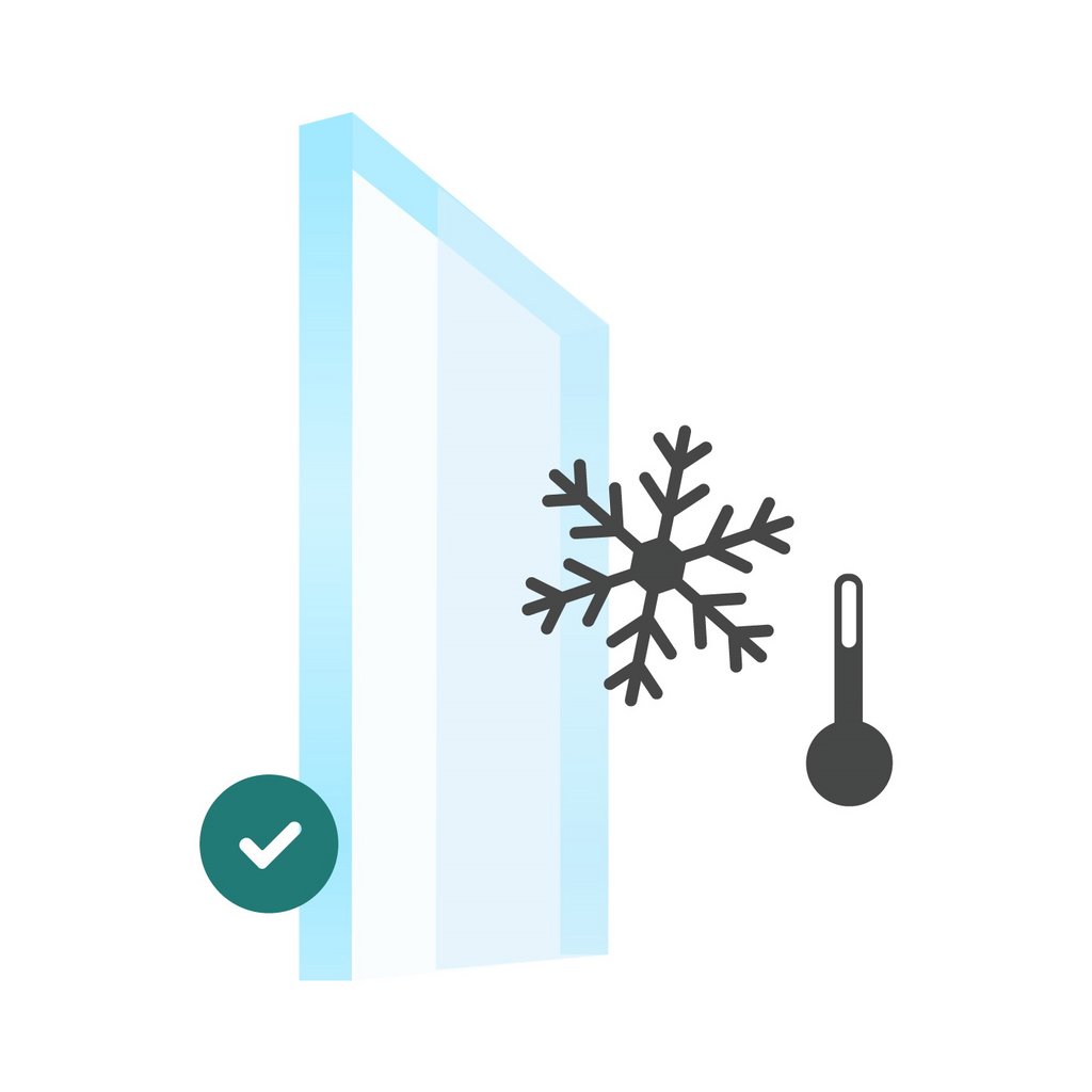 Skizze eines Fensters mit Wärmeschutzverglasung