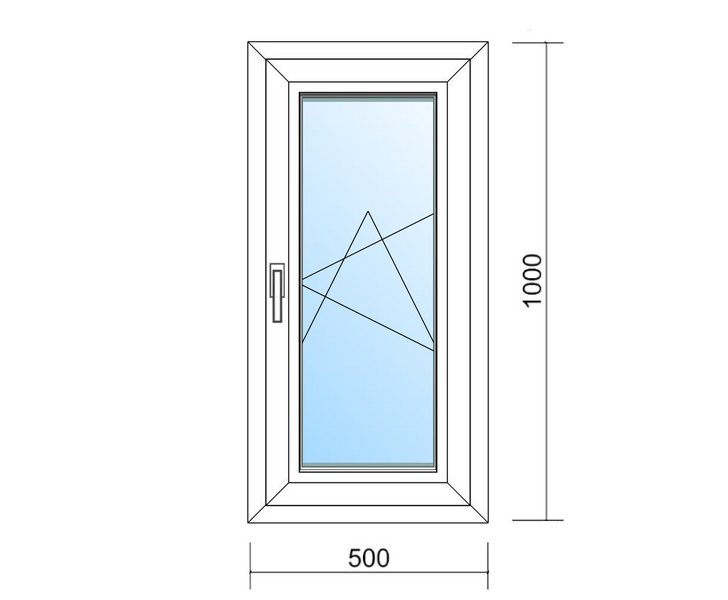Schaubild Fenster Dreh-Kipp-Rechts mit Maßangabe 50x100 cm