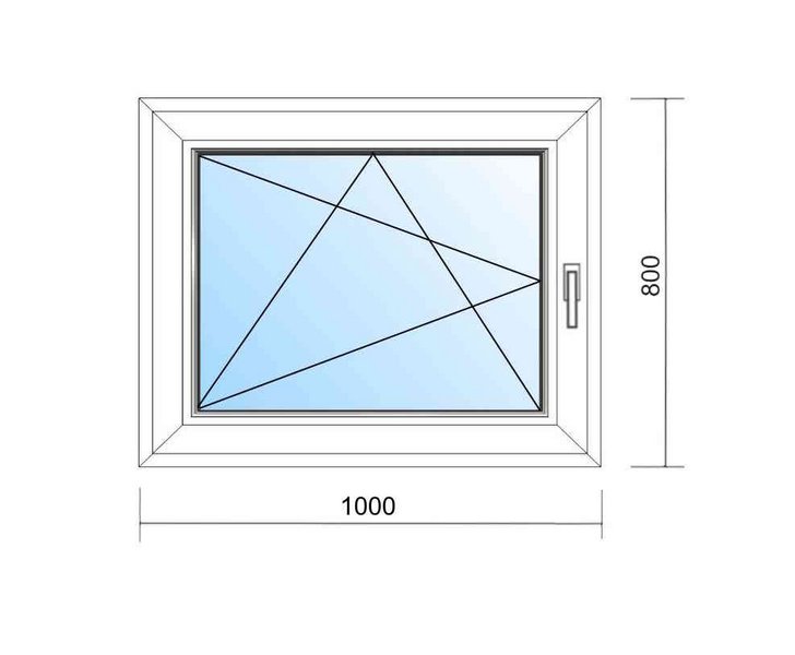 Schaubild Fenster Dreh-Kipp-Links mit Maßangabe 100x80 cm