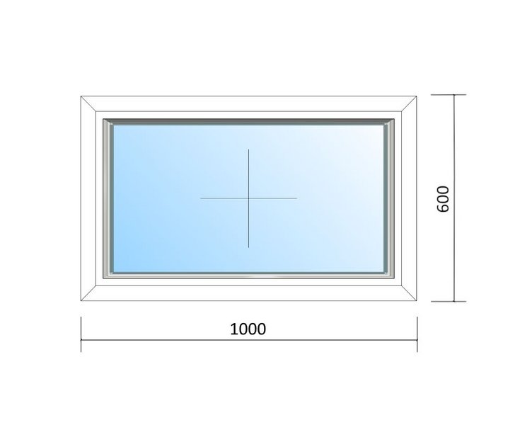 Schaubild Fenster festverglast mit Maßangabe 100x60 cm