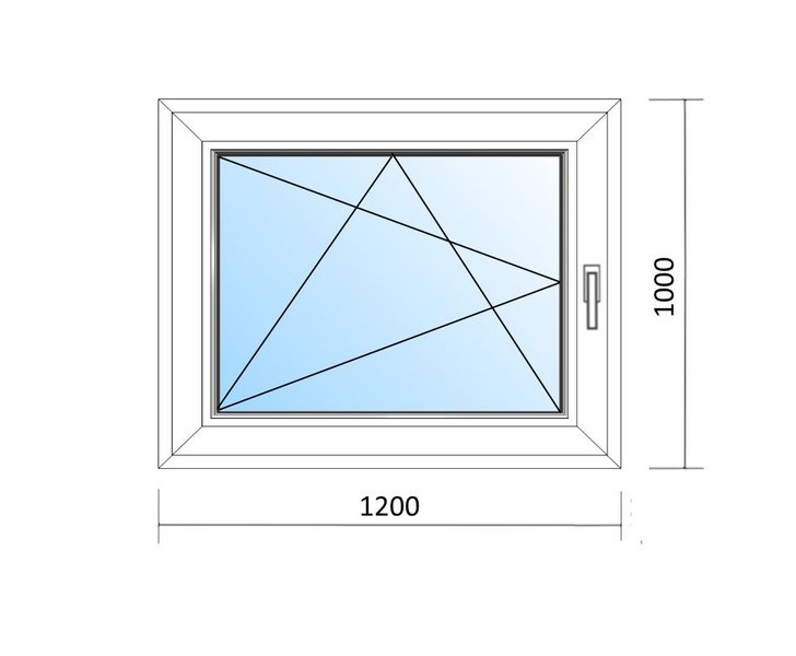 Schaubild Fenster Dreh-Kipp-Links mit Maßangabe 120x100 cm