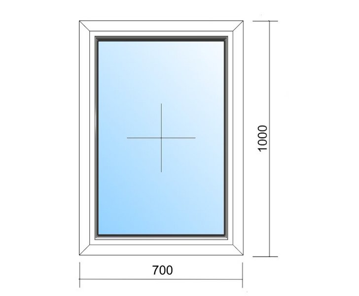 Schaubild Fenster festverglast mit Maßangabe 70x100 cm