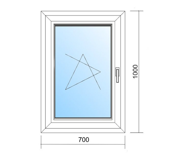 Schaubild Fenster Dreh-Kipp-Links mit Maßangabe 70x100cm