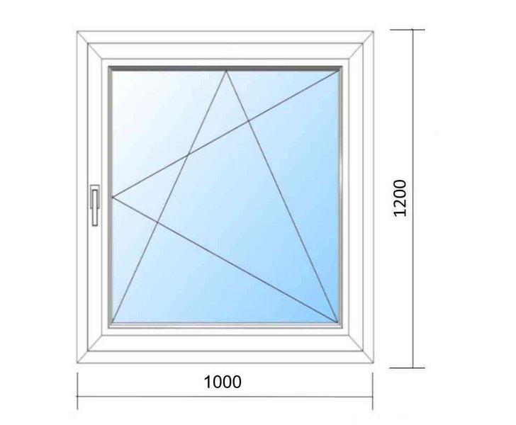 Schaubild Fenster Dreh-Kipp-Rechts mit Maßangabe 100x120 cm