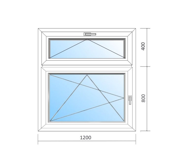 Schaubild Fenster mit Oberlicht Kipp und Flügel Dreh-Kipp