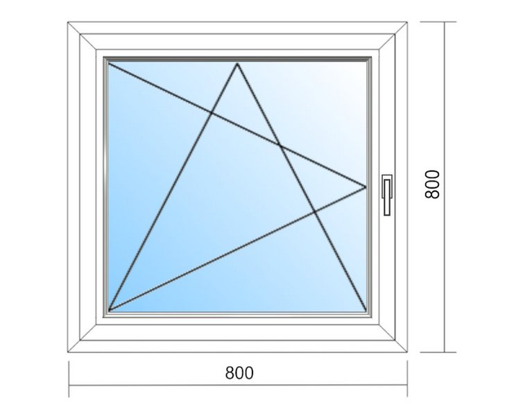 Schaubild Fenster Dreh-Kipp-Links mit Maßangabe 80x80 cm