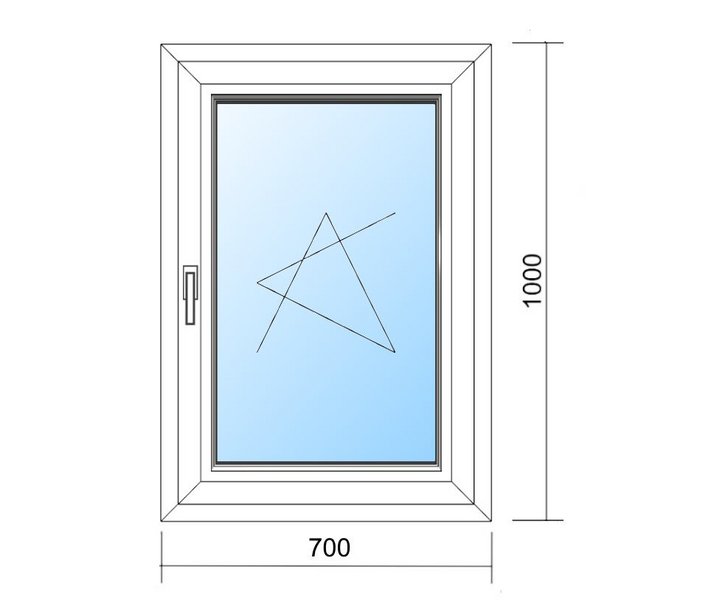 Schaubild Fenster Dreh-Kipp-Rechts mit Maßangabe 70x100 cm