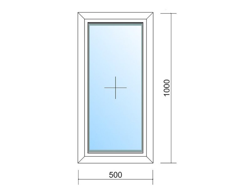 Schaubild Fenster festverglast mit Maßangabe 50x100 cm