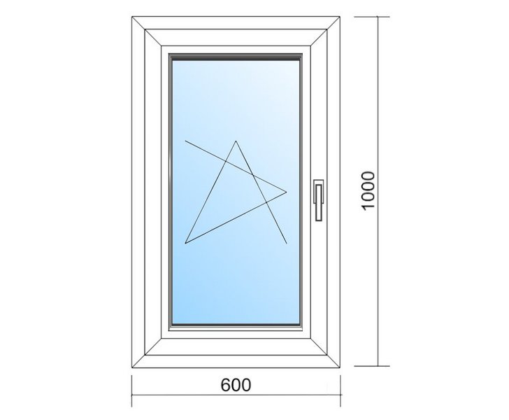 Schaubild Fenster Dreh-Kipp-Links mit Maßangabe 60x100cm
