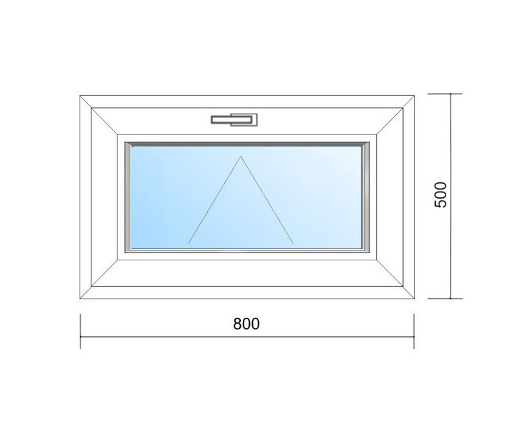 Schaubild Fenster Kipp mit Maßangabe 80x50 cm