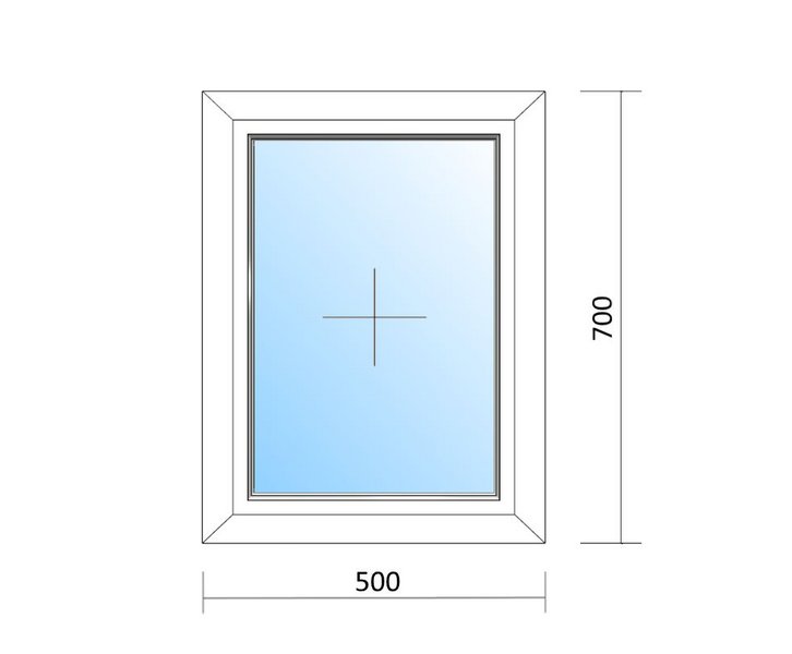 Schaubild Fenster festverglast mit Maßangabe 50x70 cm