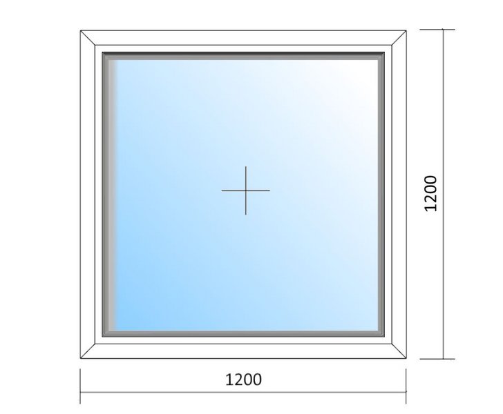 Schaubild Fenster festverglast mit Maßangabe 120x120 cm