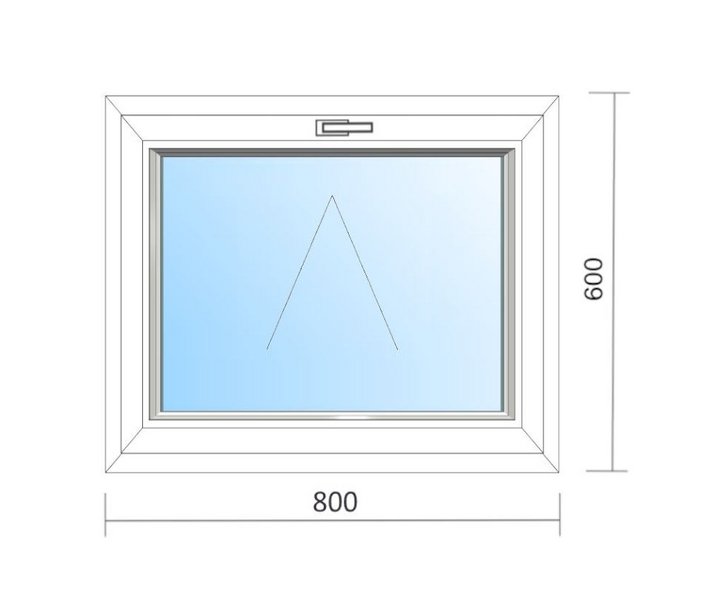Schaubild Fenster Kipp mit Maßangabe 80x60 cm
