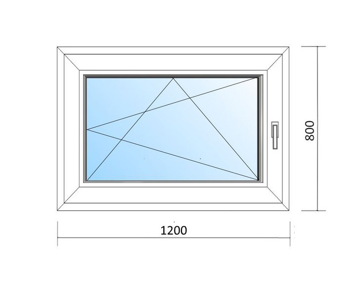 Schaubild Fenster Dreh-Kipp-Rechts mit Maßangabe 120x80 cm