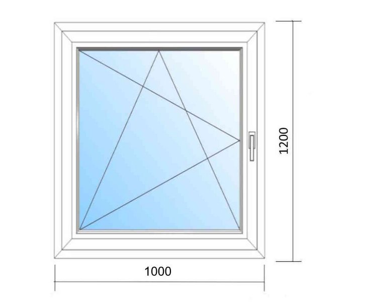 Schaubild Fenster Dreh-Kipp-Links mit Maßangabe 100x120cm
