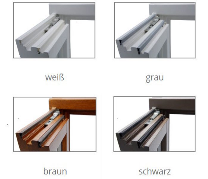 Holzfenster mit Dichtungen in unterschiedlichen Farben