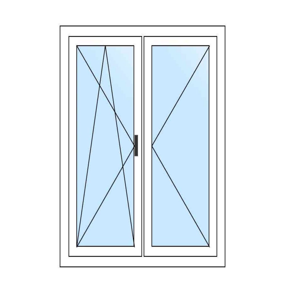 Skizze eines zweiflügeligen Fensters
