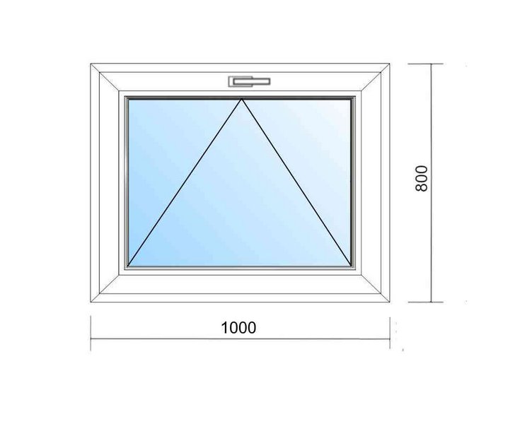 Schaubild Fenster Kipp mit Maßangabe 100x80 cm