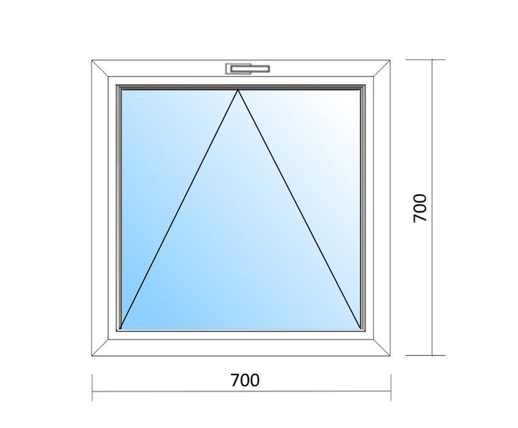 Schaubild Fenster Kipp mit Maßangabe 70x70 cm