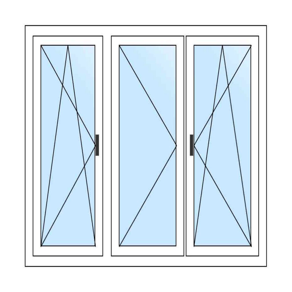Skizze eines dreiflügeligen Fensters