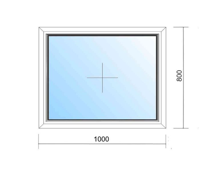 Schaubild Fenster festverglast mit Maßangabe 100x80 cm