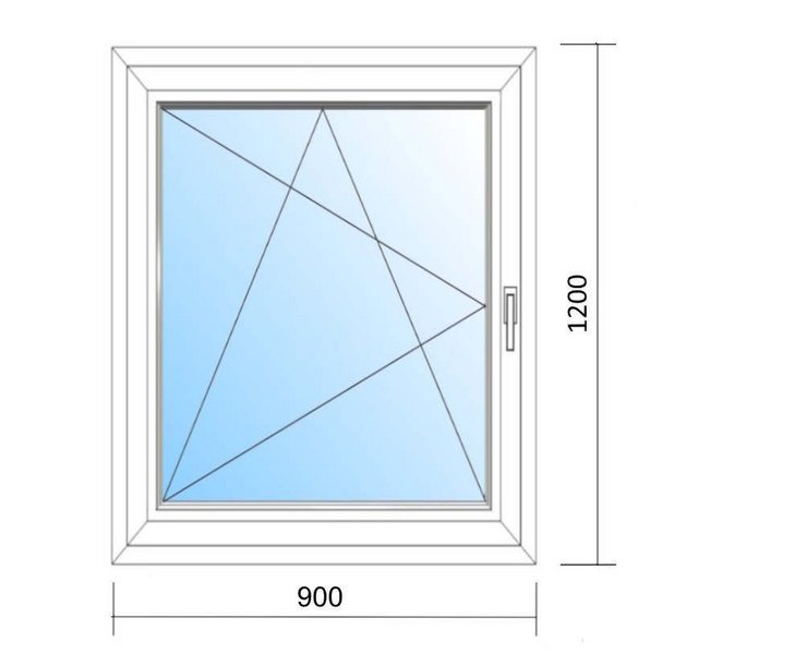 Schaubild Fenster Dreh-Kipp-Links mit Maßangabe 90x120cm
